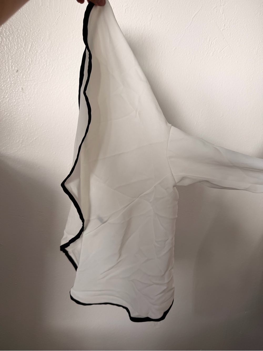Nasty Gal White Tie-Front Crop Top with Black Trim - Picture 2 of 5